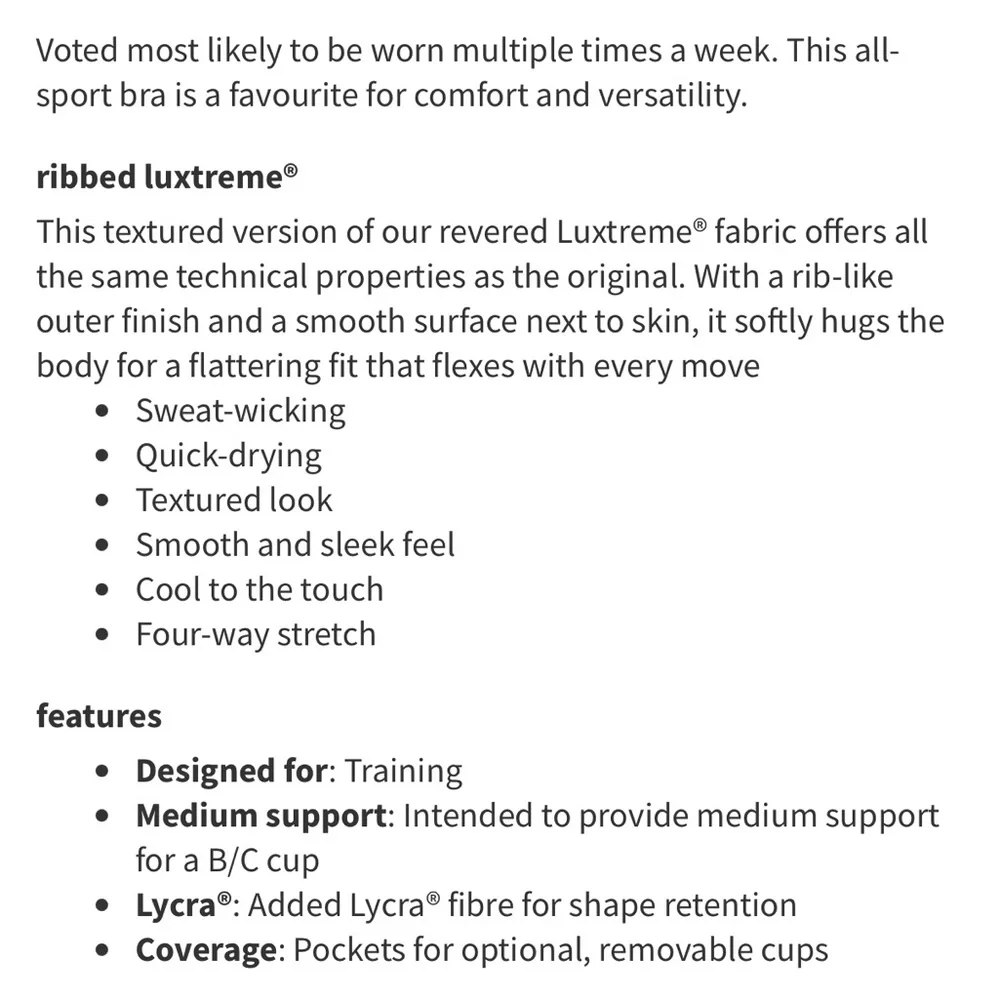 EUC energy longline bra ribbed chantilly size 6 lululemon - Picture 14 of 14